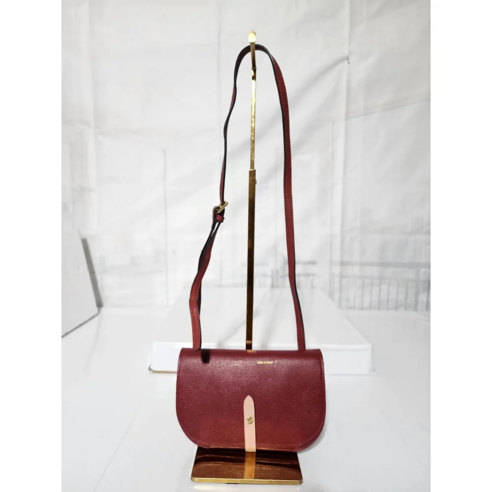 Celine Leather Strap Clutch Wine